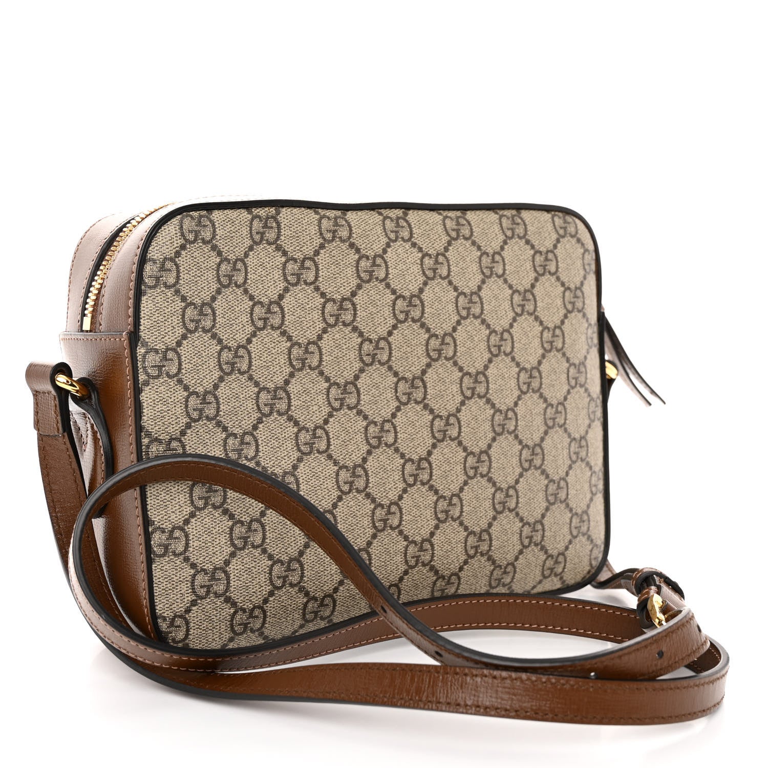 Gucci GG Supreme Monogram Small Horsebit 1955 Shoulder Bag Beige Brown Sugar 3 of 10