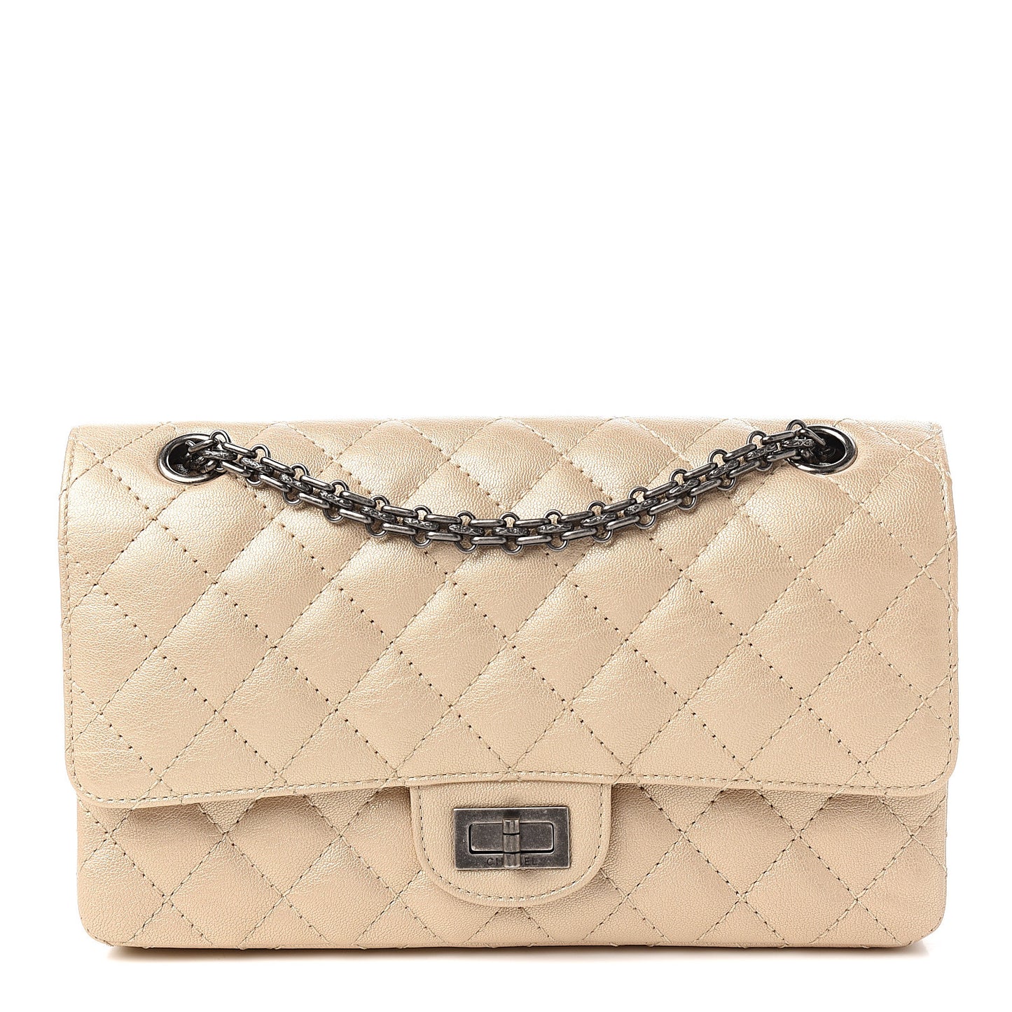 Metallic Sheepskin Quilted 2.55 Reissue 225 Flap Beige
