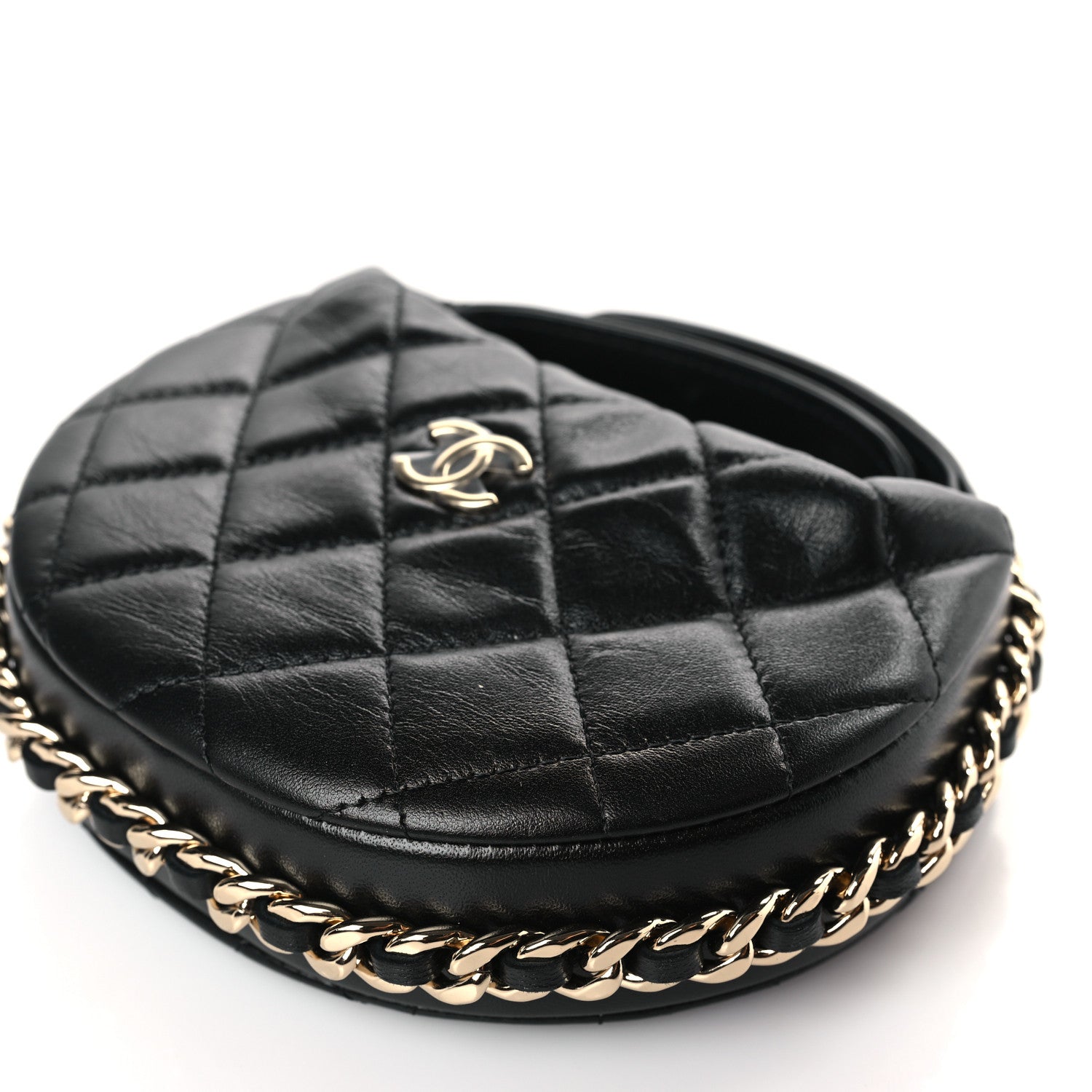 Chanel Lambskin Quilted Chain Around Pouch Black 9 of 9