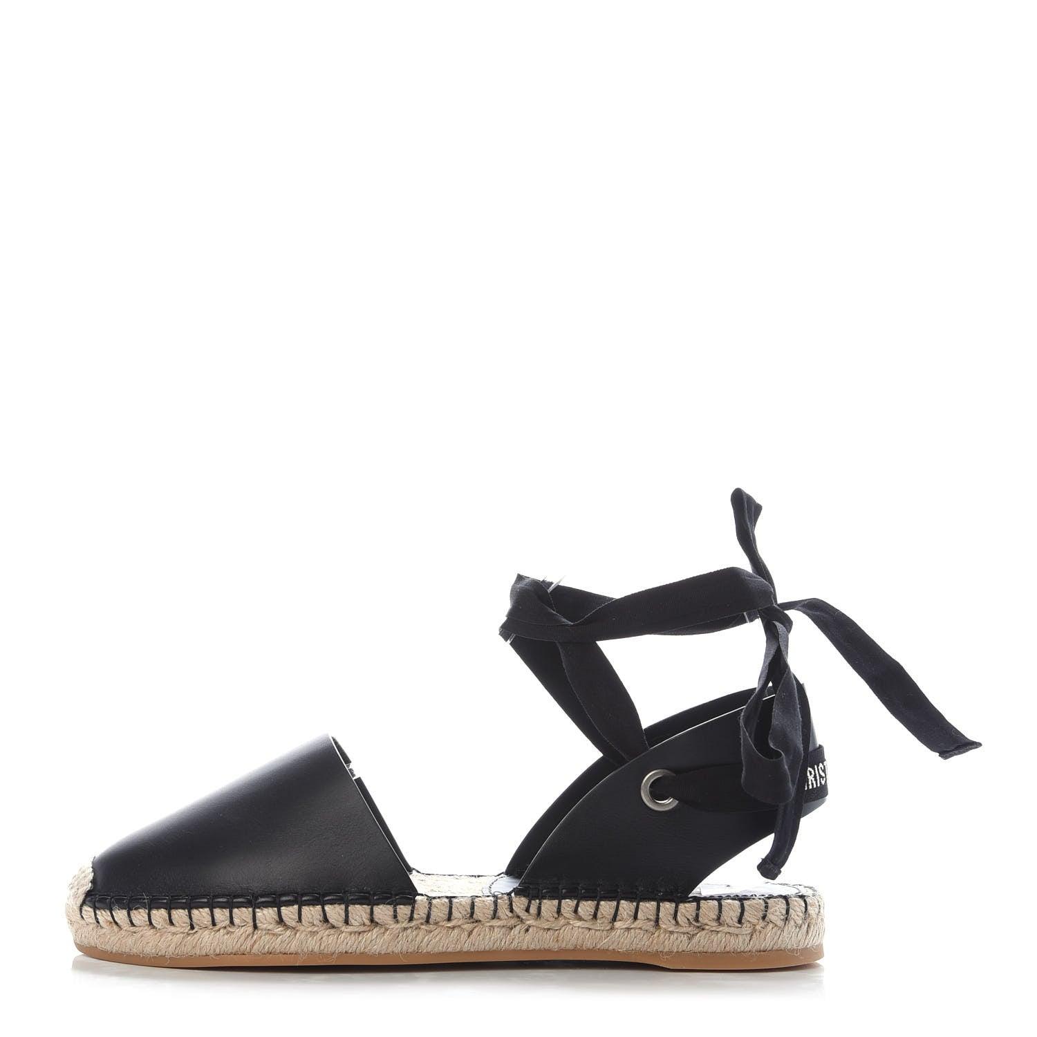 Christian Dior Calfskin Nicely-D Ankle Tie Espadrilles Flats 40 Black 1 of 8