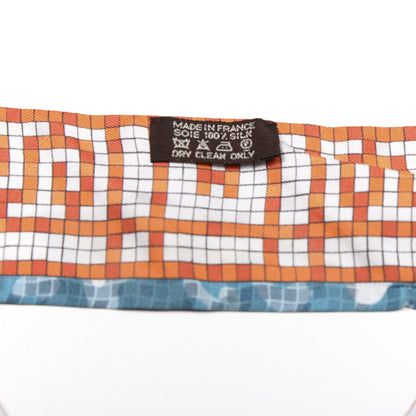 Hermes Silk A Beverly Hills Twilly Orange Bleu Blanc 2 of 4