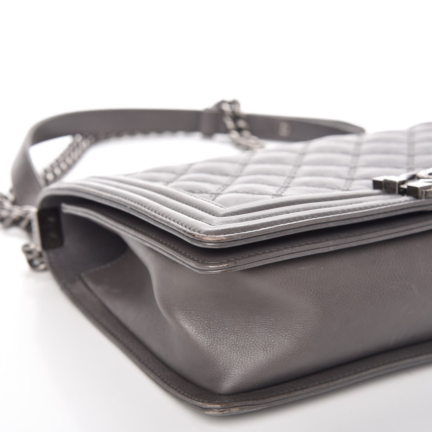 Calfskin Double Stitch New Medium Boy Flap Grey