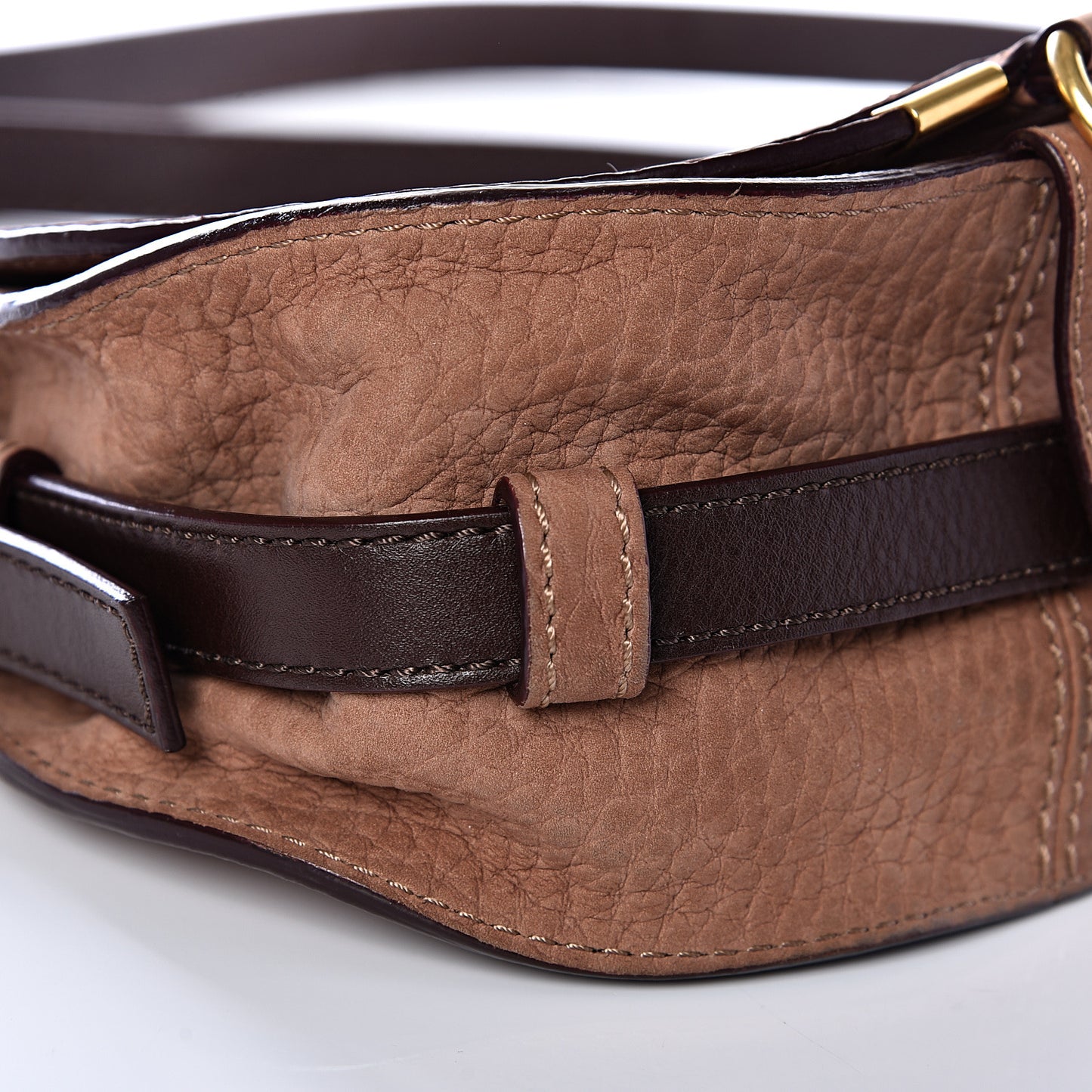 Nubuck Calfskin Mini Marcie Round Crossbody Bag Nut