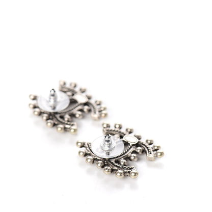Chanel Crystal CC Earrings Silver 3 of 5