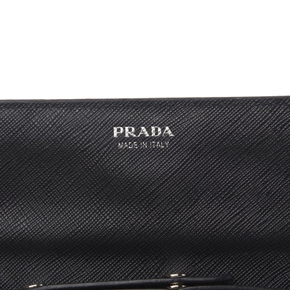 Prada Saffiano Metal Flap Wallet With Strap Black 10 of 14
