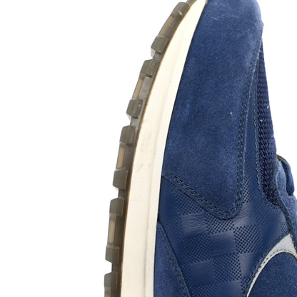 Louis Vuitton Calfskin Suede Damier Run Away Sneakers 10 Blue 17 of 18