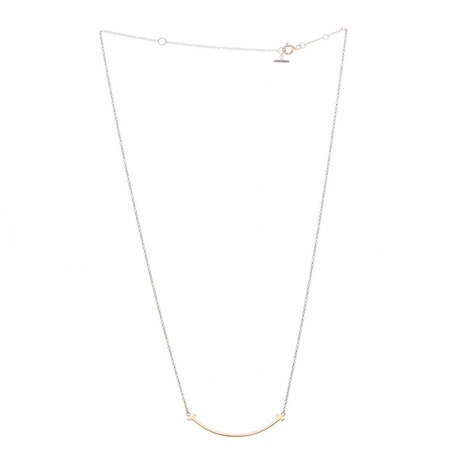 Tiffany 18K Rose Gold Small T Smile Pendant Necklace 4 of 7
