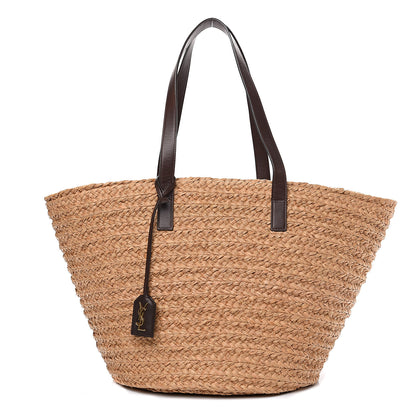 Saint Laurent Raffia Calfskin Medium Panier Tote 1 of 9