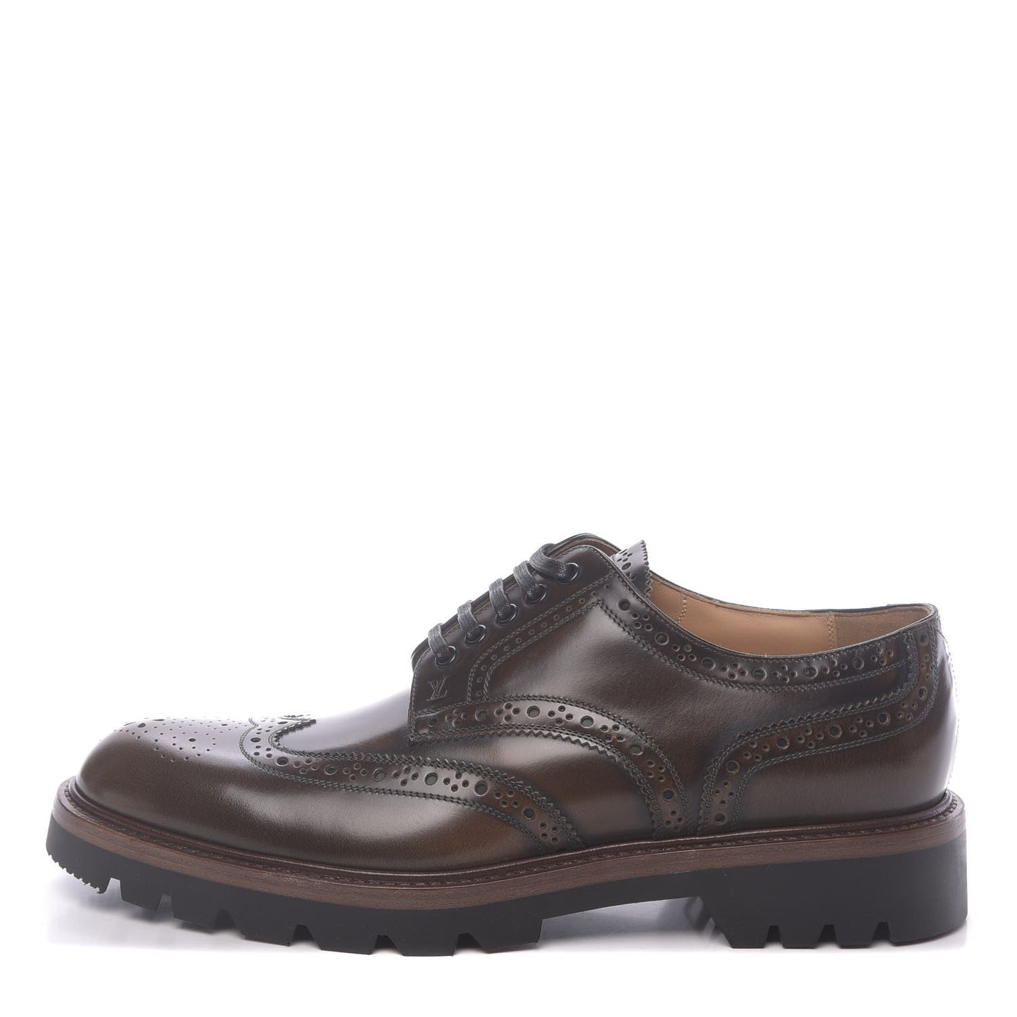 Calfskin Mens Voltaire Derby Shoes 8.5 Dark Brown
