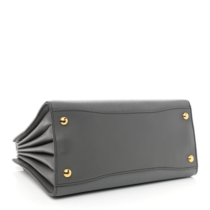 Prada Saffiano City Calfskin Medium Bibliothèque Top Handle Mercurio 4 of 12