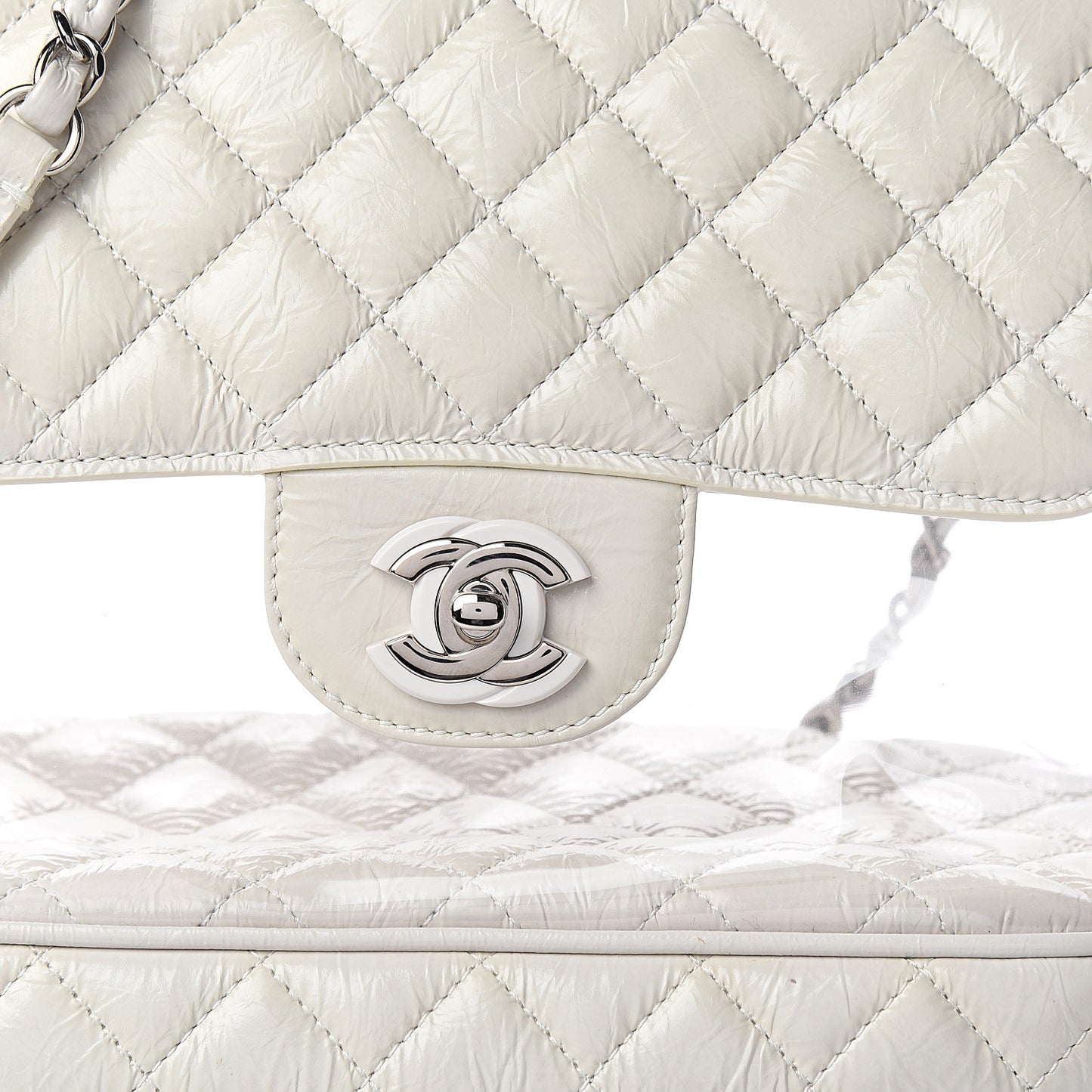 Crumpled Calfskin PVC Quilted Backpack White