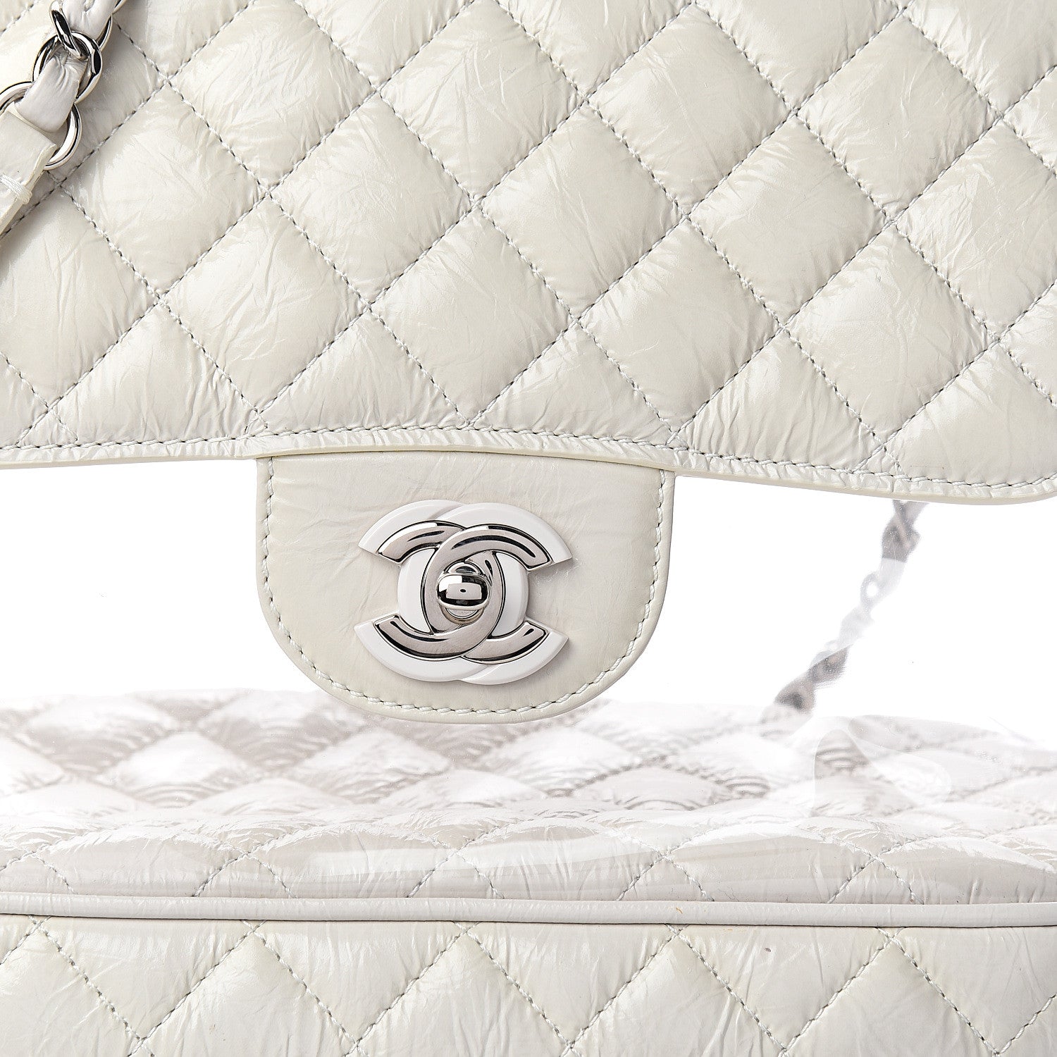 Chanel Crumpled Calfskin PVC Quilted Backpack White 8 of 12