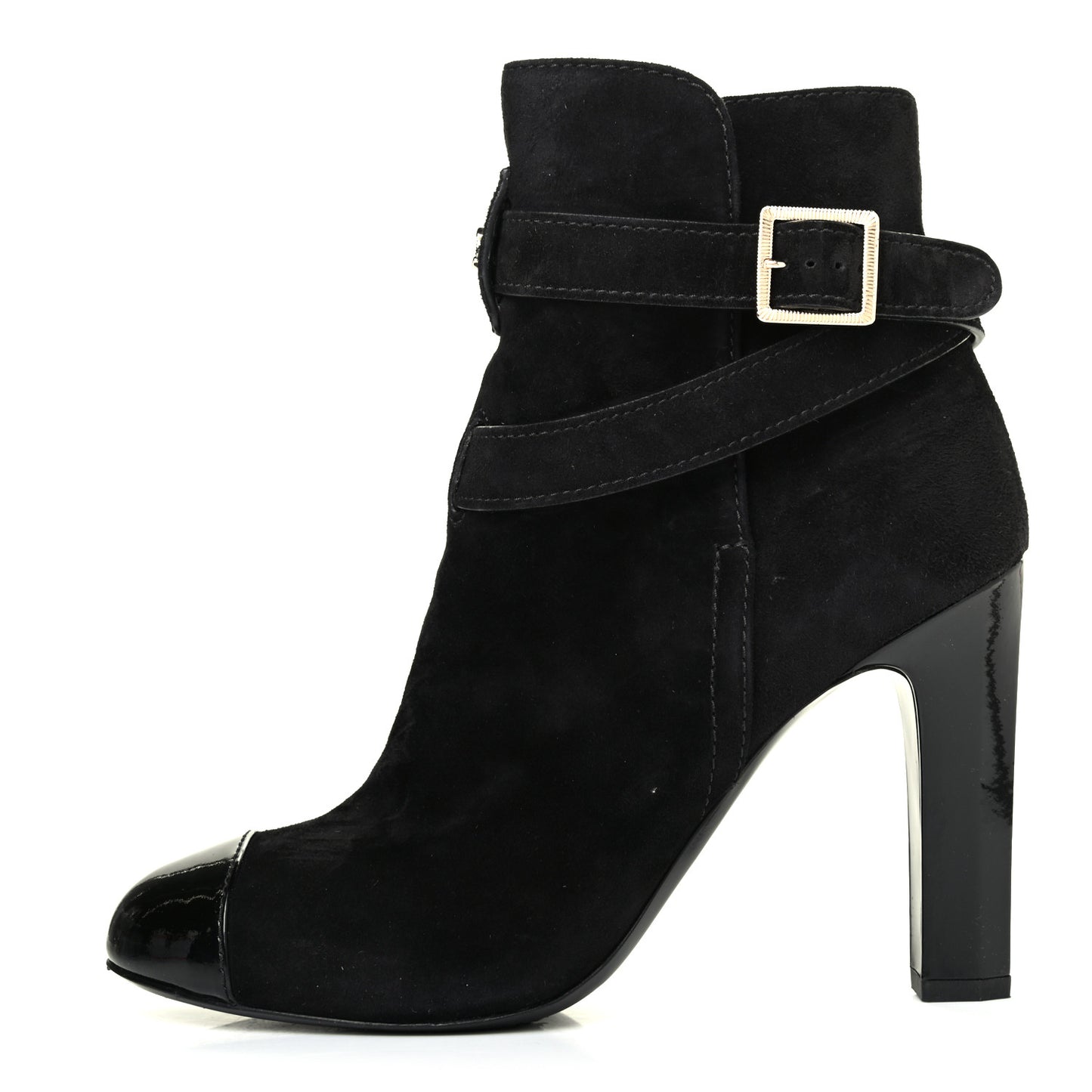 Suede Patent Cap Toe CC Short Boots 39.5 Black