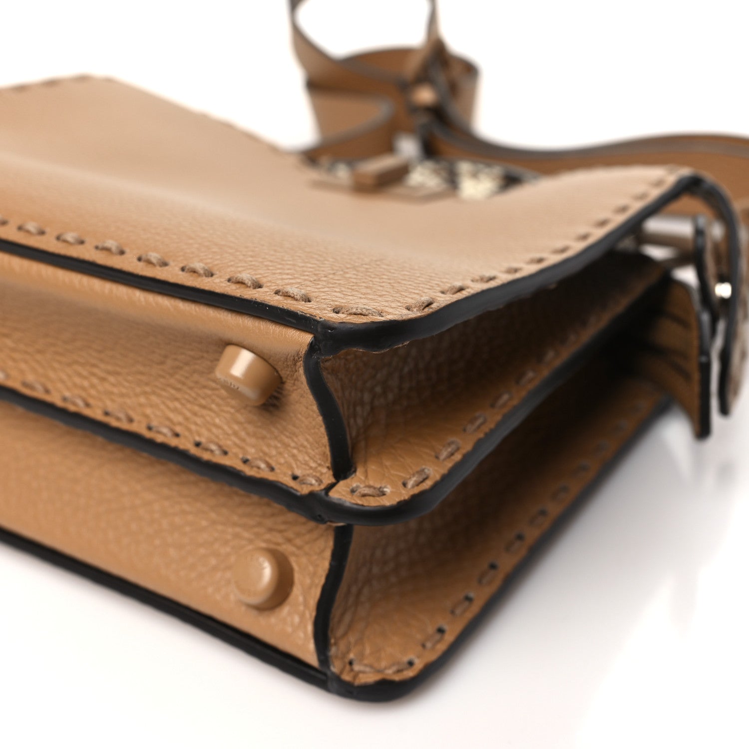 Fendi Cuoio Romano Vitello Elaphe Cover Sellerissima Monochrome Mini Peekaboo I SEE U Satchel Cammello 11 of 11