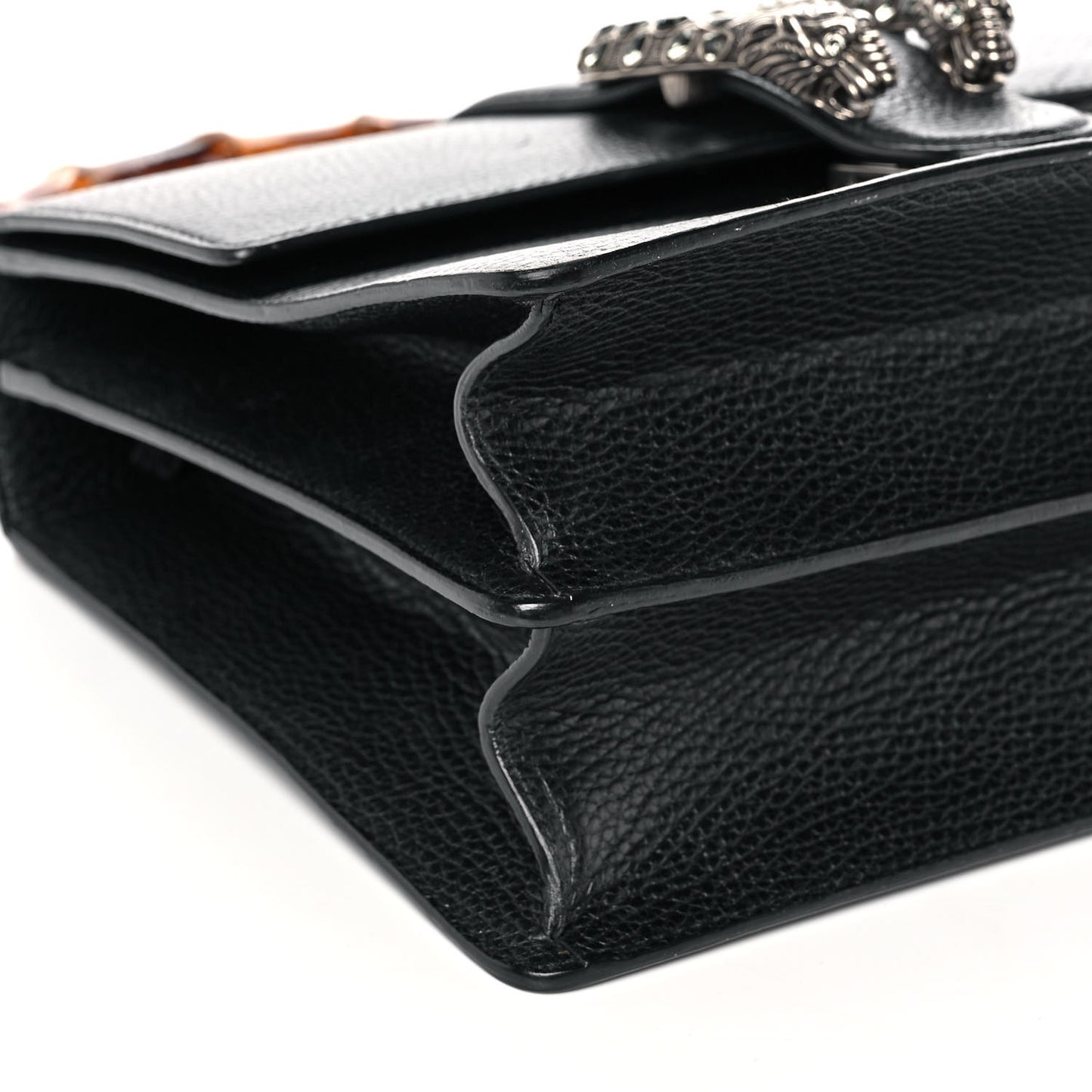 Dollar Calfskin Crystal Web Medium Dionysus Bamboo Top Handle Bag Black Black Diamond