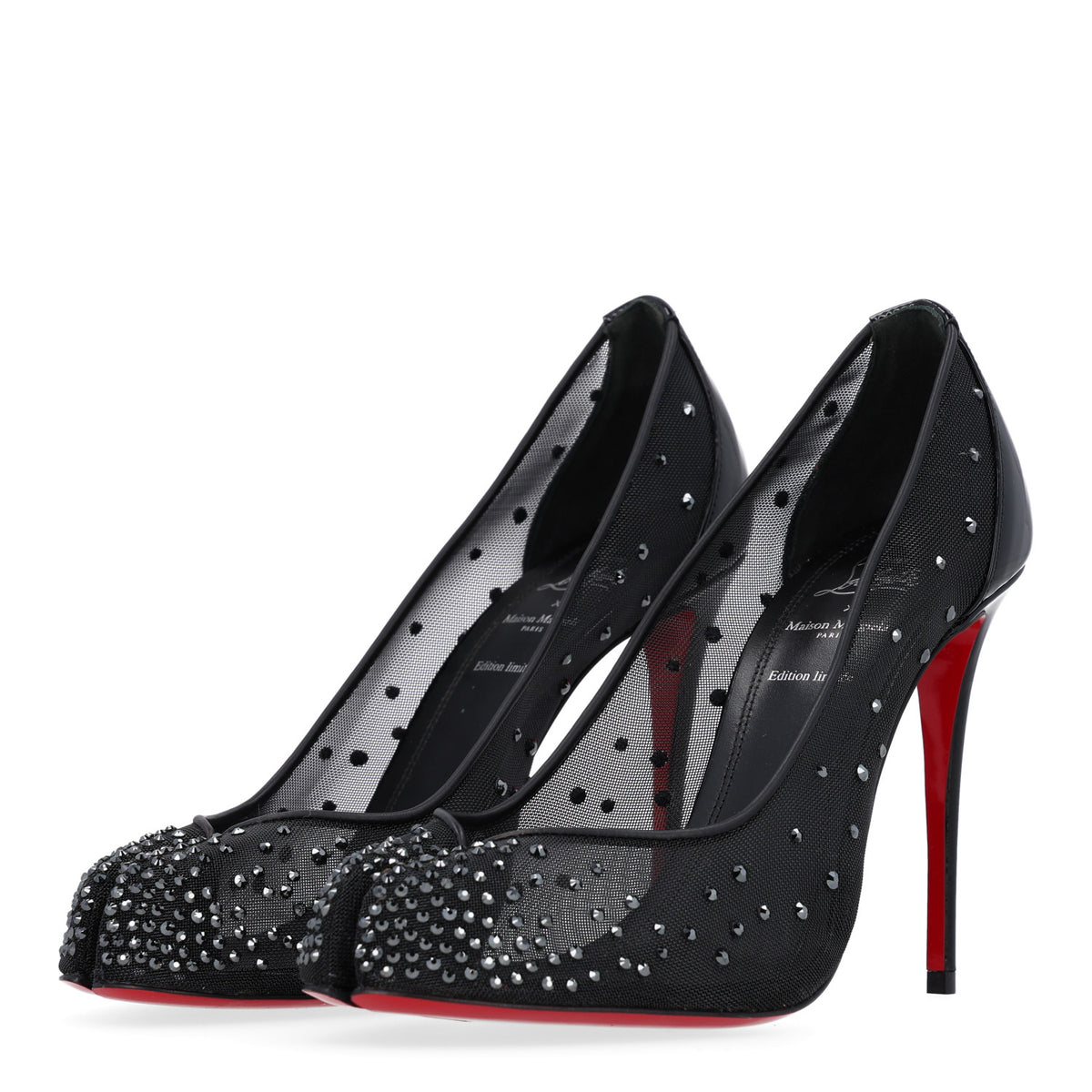 X MAISON MARGIELA Rete Patent Strass Bridiela Una 100 Pumps 38 Black