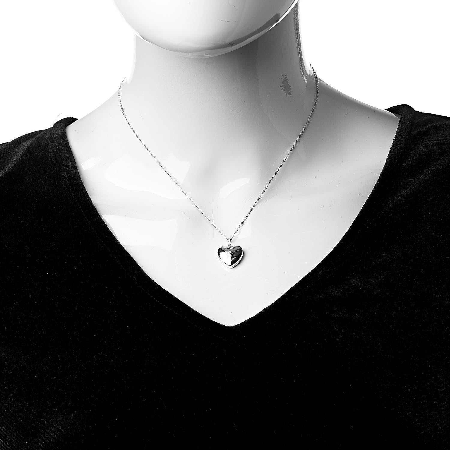 Tiffany Sterling Silver I Love You Heart Locket Pendant Necklace 2 of 9