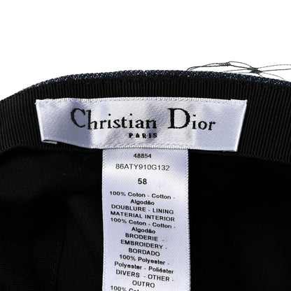 Christian Dior Cotton Denim Arty Beret Cap With Veil 58 Blue 8 of 11
