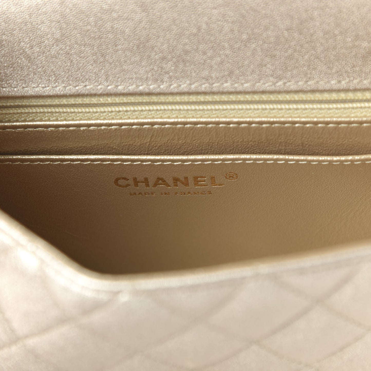 Metallic Lambskin Quilted Mini Rectangular Flap Gold