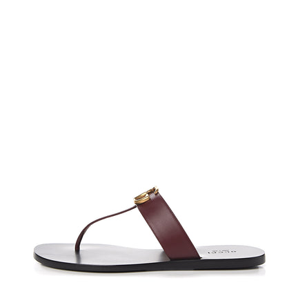 Gucci Calfskin GG Marmont Thong Sandals 37.5 Vintage Bordeaux 1 of 8