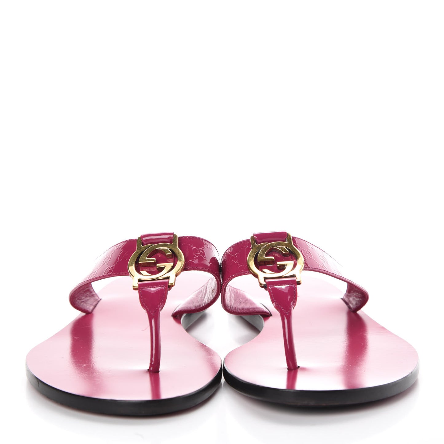 Patent Microguccissima Interlocking G Thong Sandals 36 Bright Bougainvillea