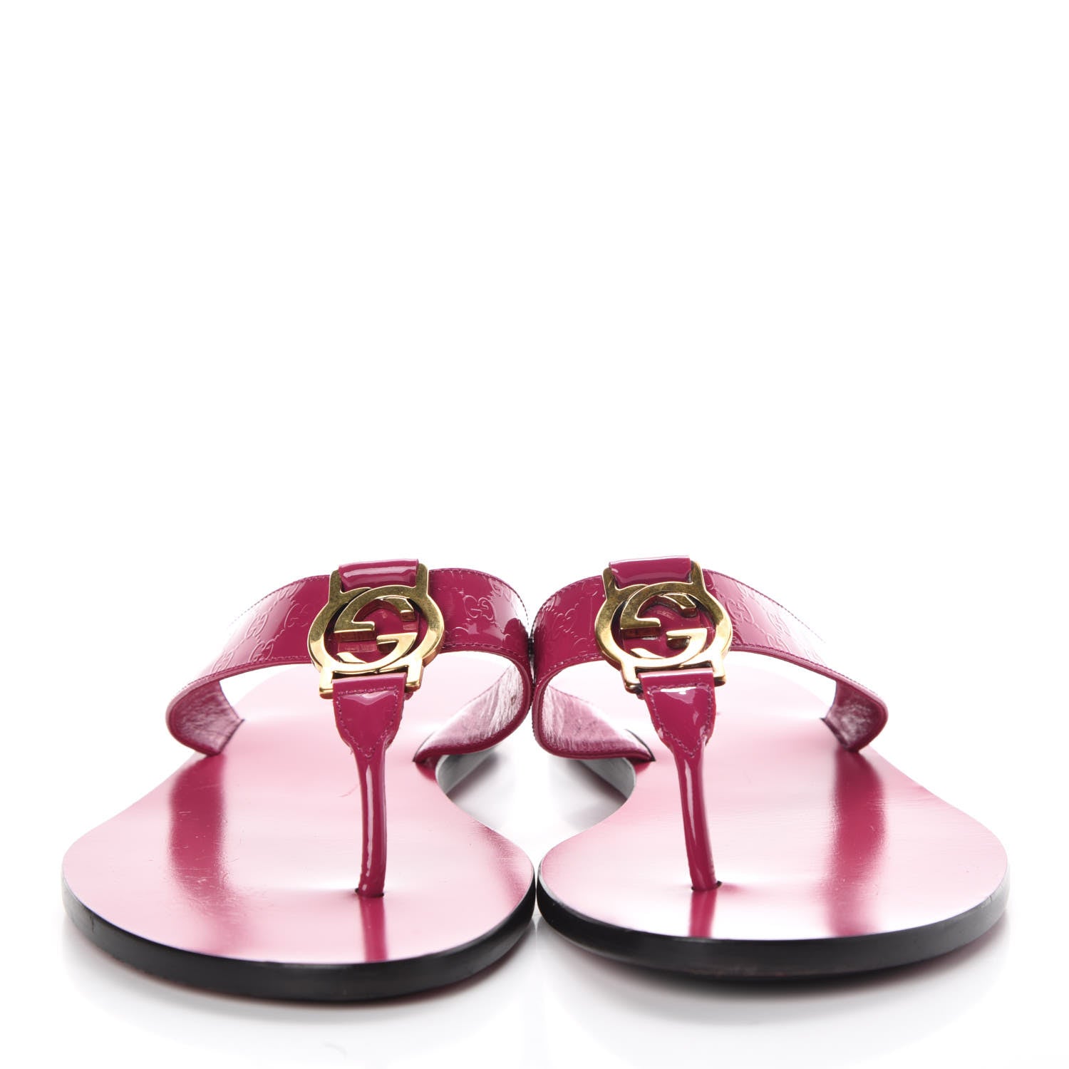 Gucci Patent Microguccissima Interlocking G Thong Sandals 36 Bright Bougainvillea 2 of 11