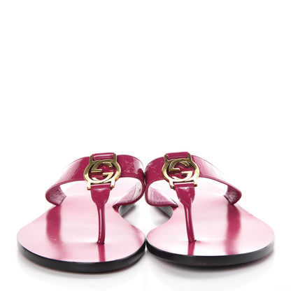 Gucci Patent Microguccissima Interlocking G Thong Sandals 36 Bright Bougainvillea 2 of 11