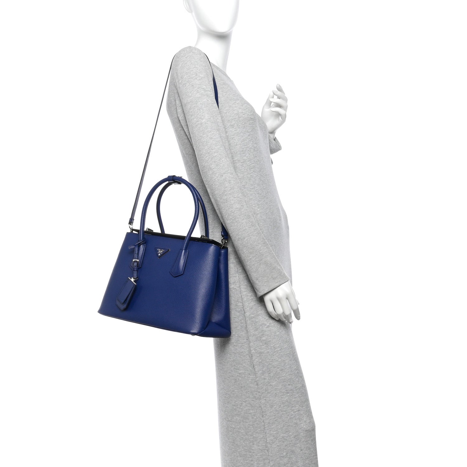 Prada Saffiano Cuir Twin Tote Inchiostro 2 of 14