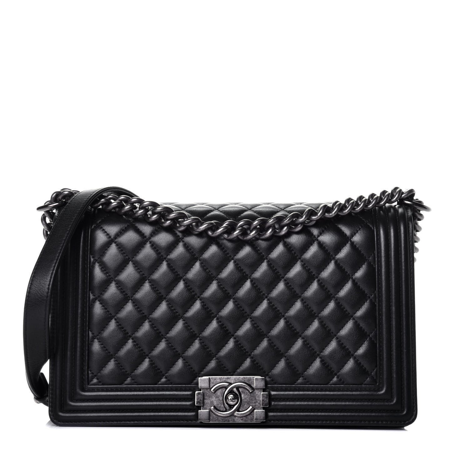 Calfskin Quilted New Medium Boy Flap Black