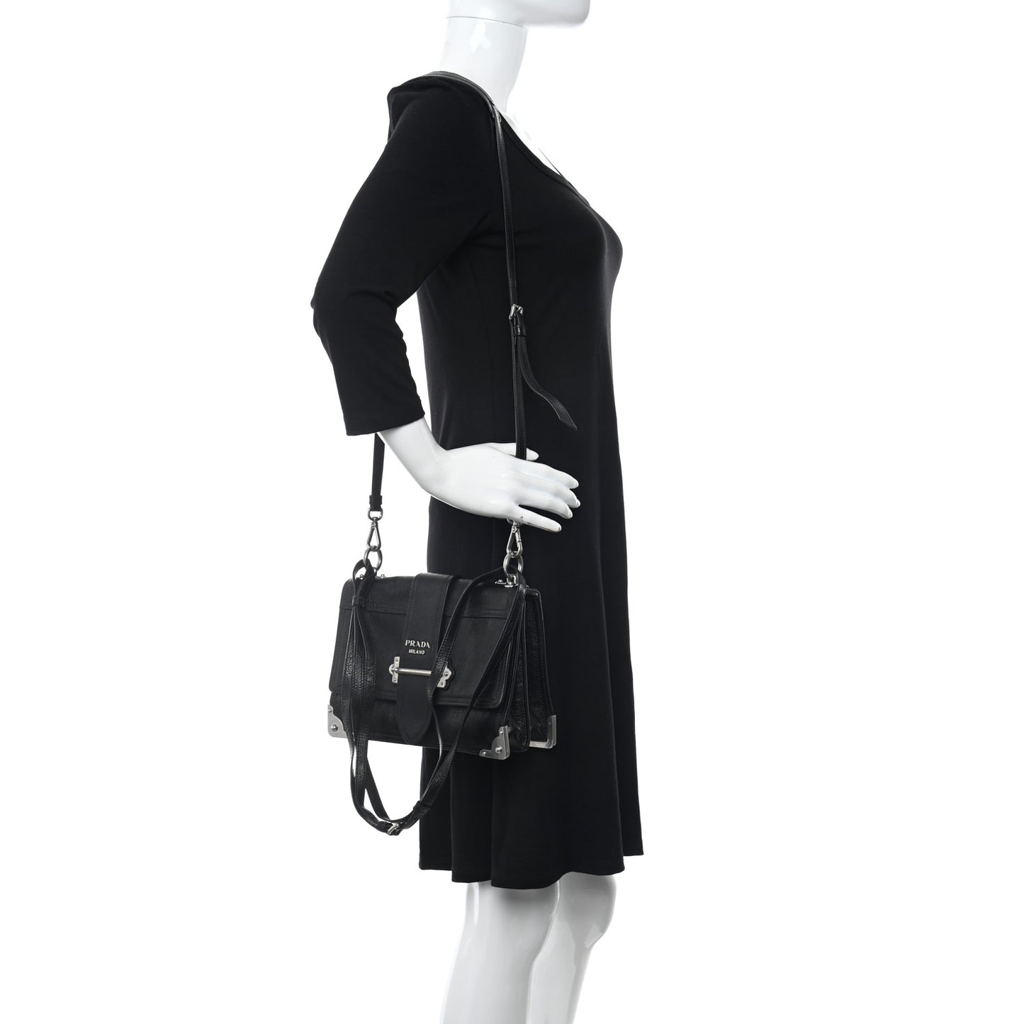Glace Calfskin Large Soft Cahier Bag Black