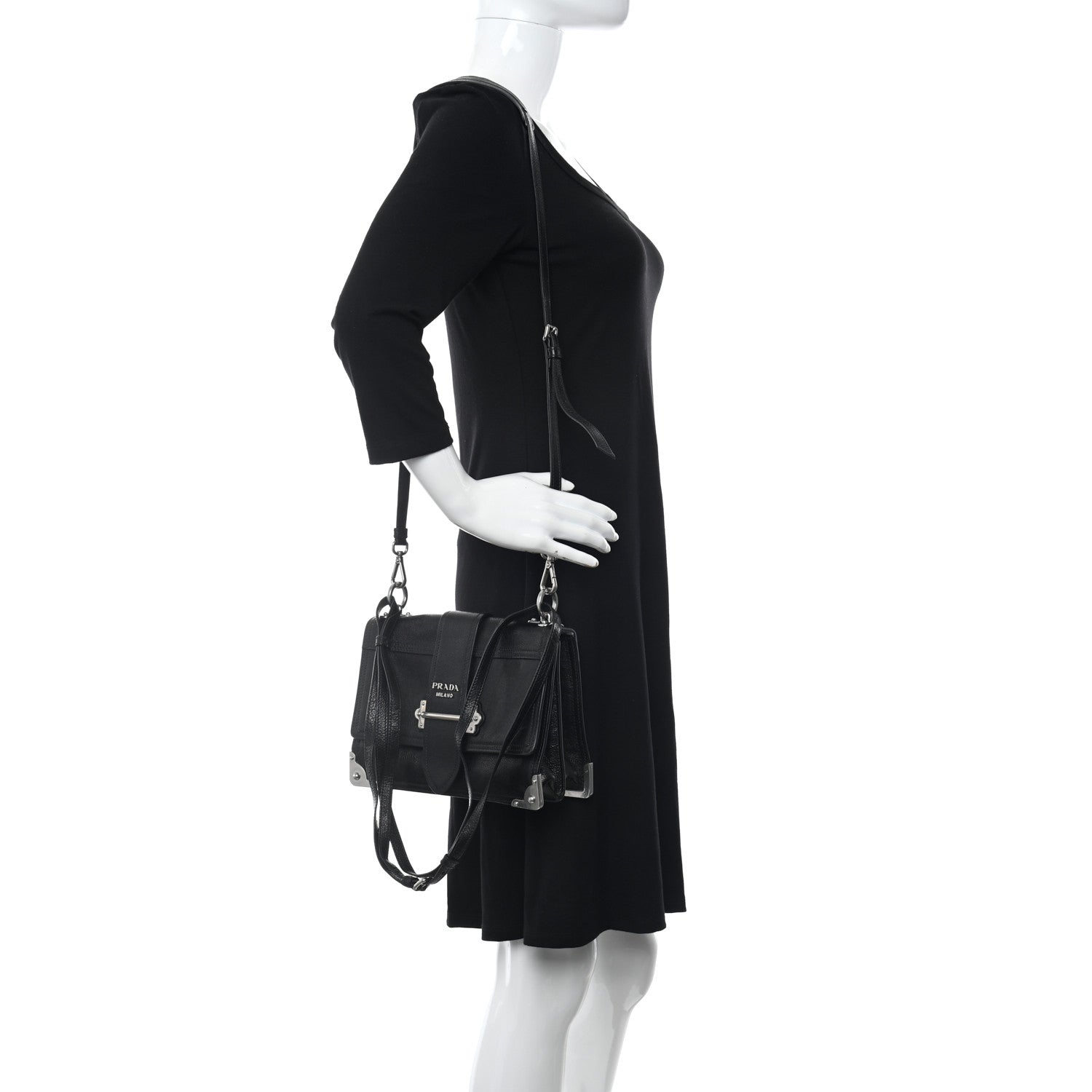 Prada Glace Calfskin Large Soft Cahier Bag Black 2 of 10