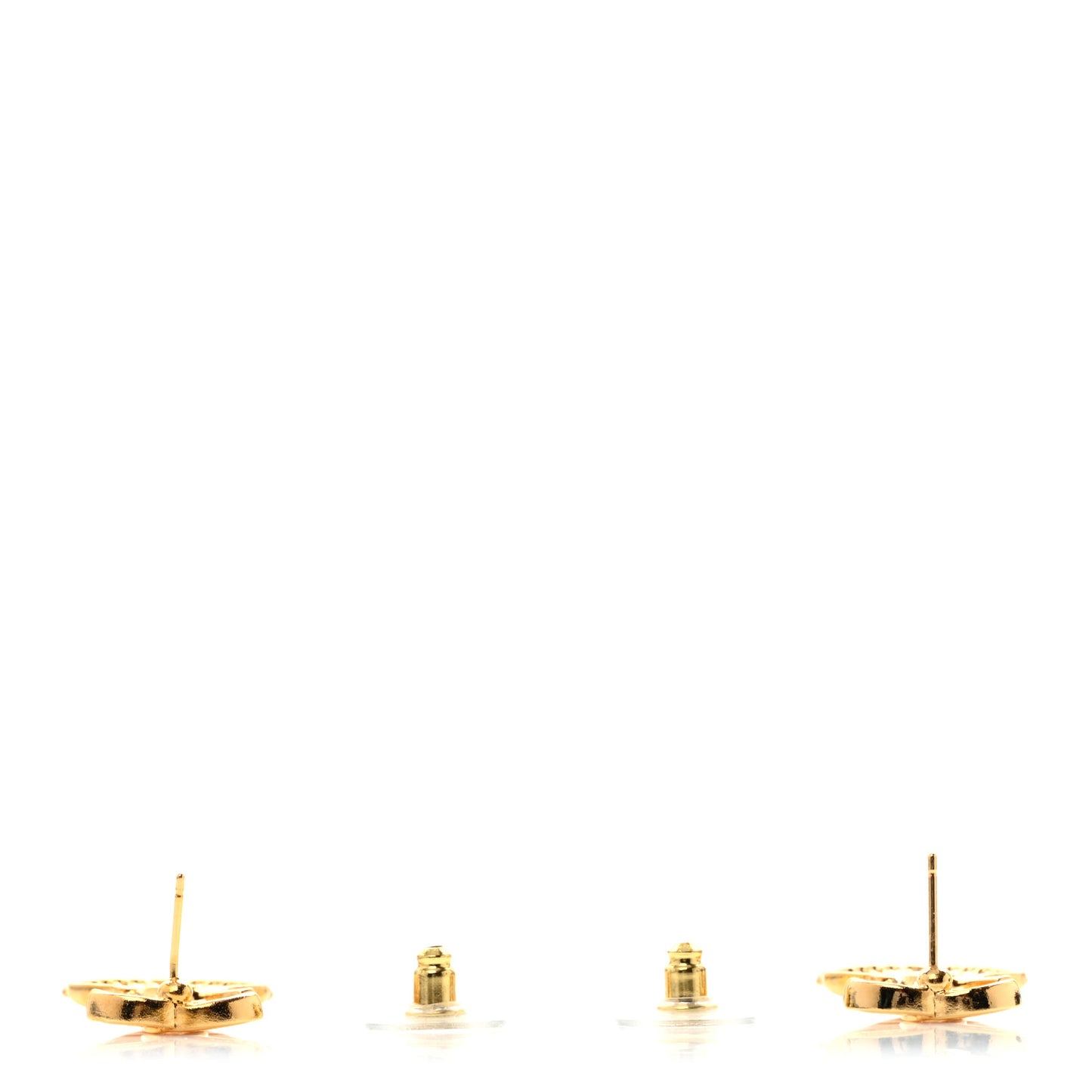 Crystal CC Shell Earrings Gold Pink