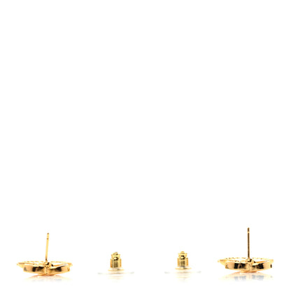 Chanel Crystal CC Shell Earrings Gold Pink 3 of 5