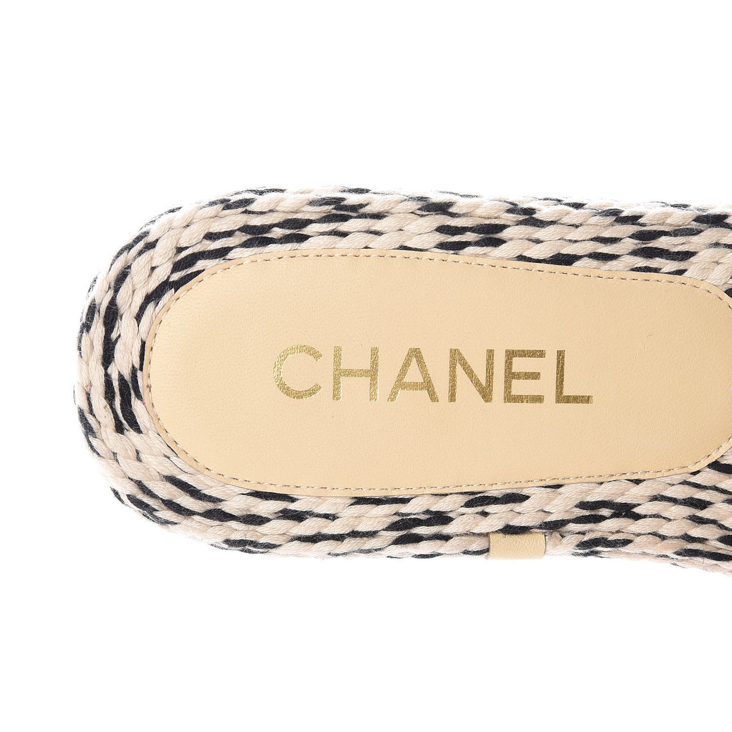 Cord CC Espadrille Slip On Sandals 36 Beige Black