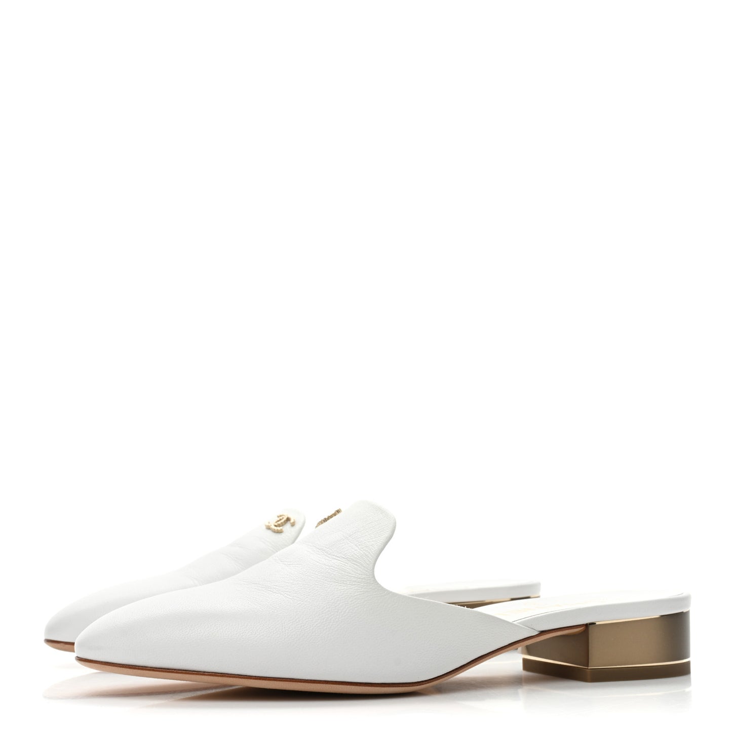 Lambskin CC Mules 38 White