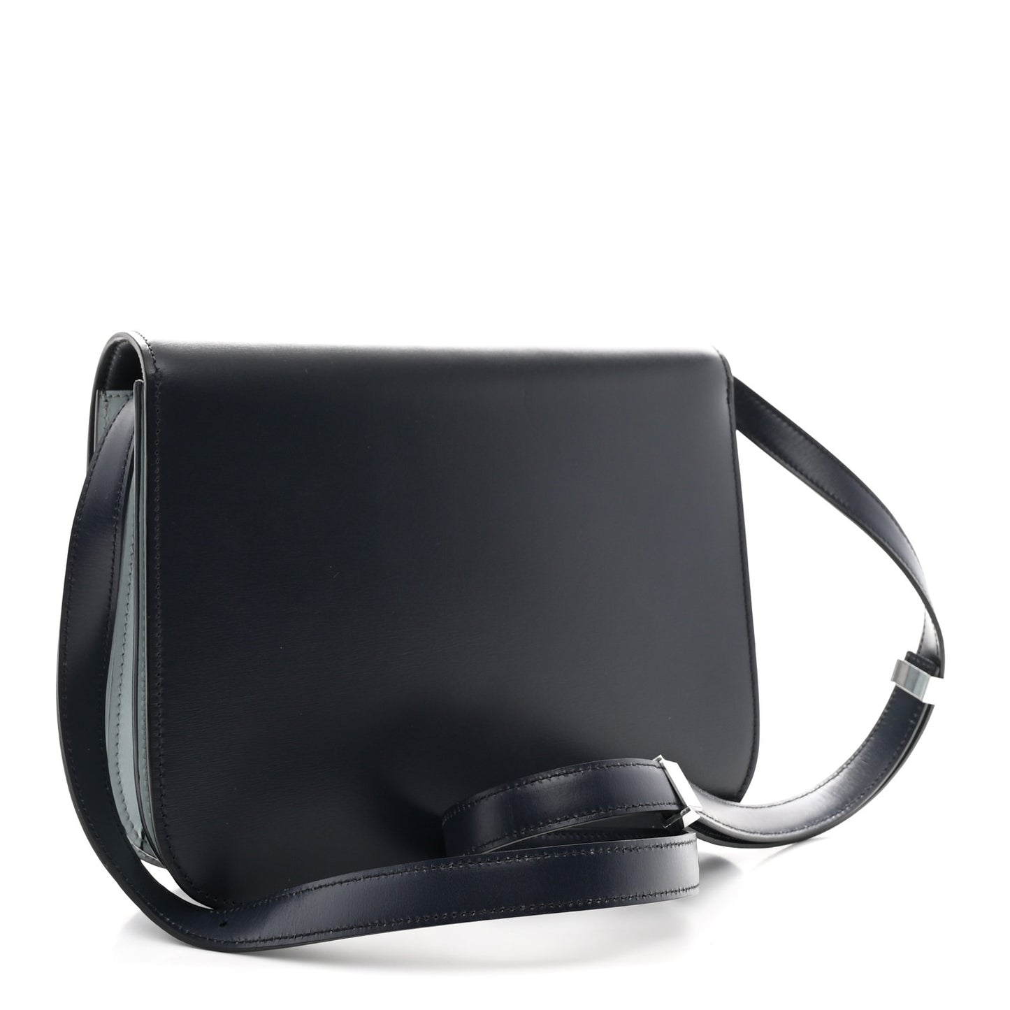Box Calfskin Medium Classic Box Flap Bag Navy Light Blue