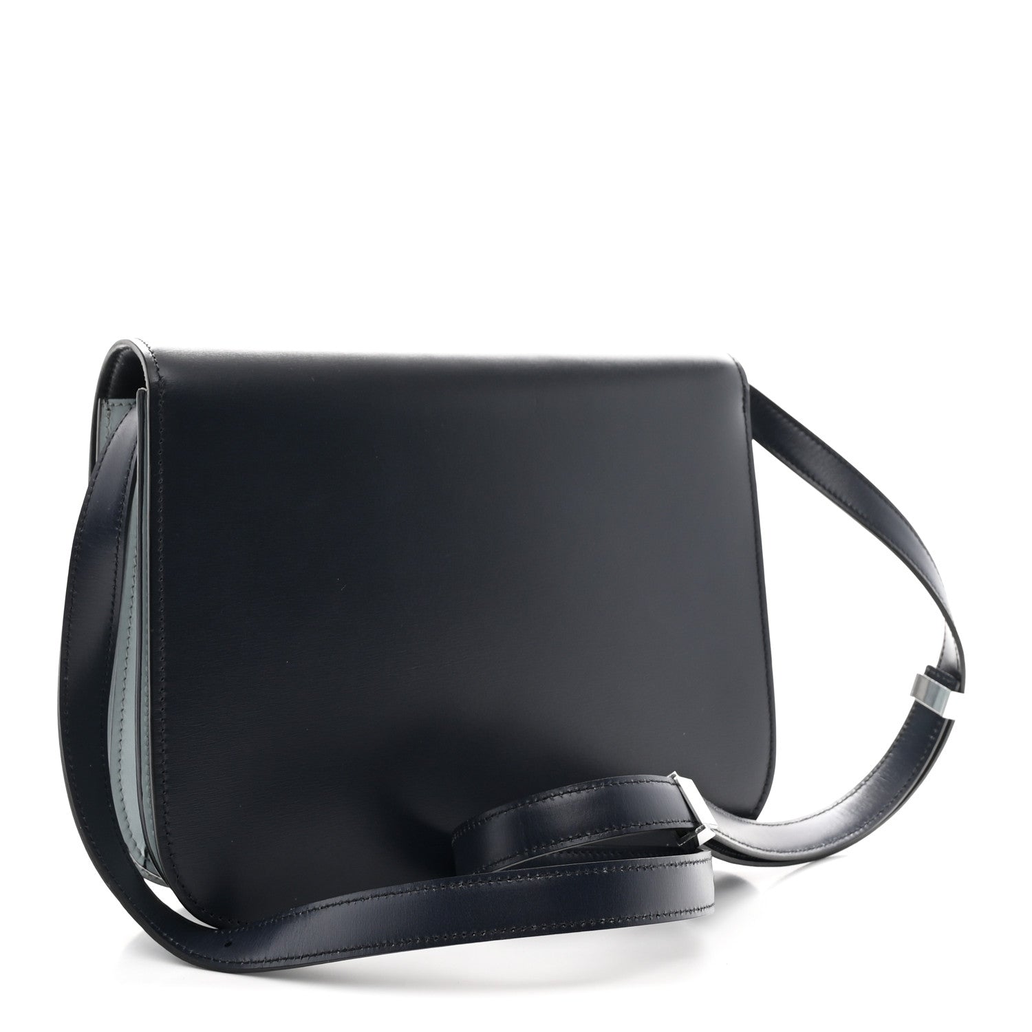 Celine Box Calfskin Medium Classic Box Flap Bag Navy Light Blue 3 of 11