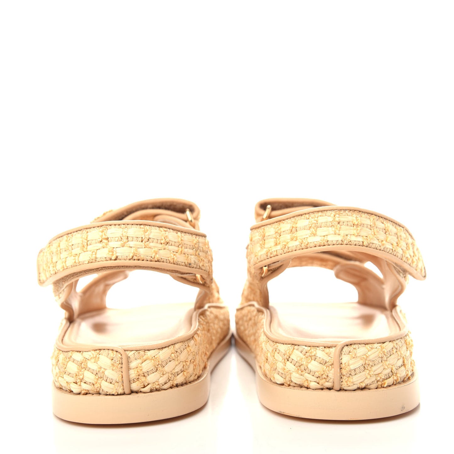 Braided Fabric Velcro Dad Sandals 39 Beige