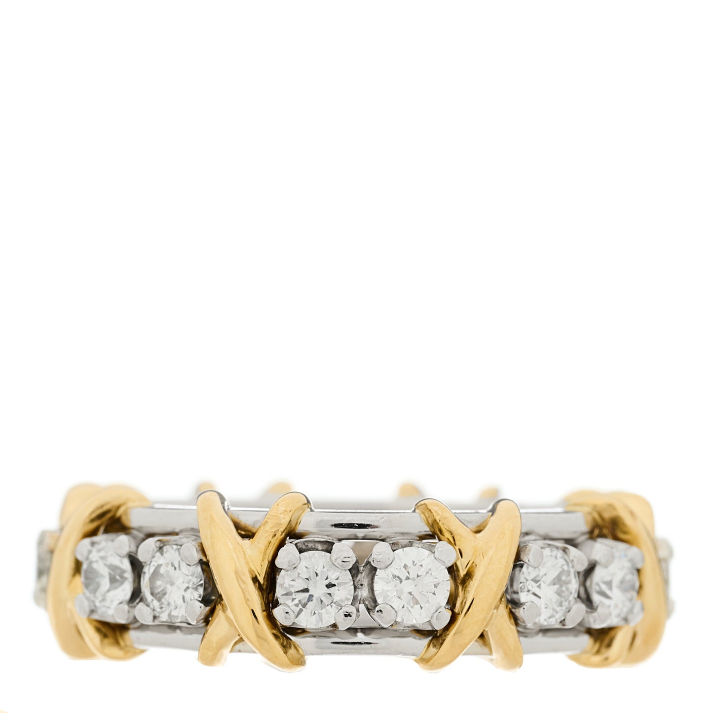Platinum 18K Yellow Gold Diamond Schlumberger Sixteen Stone Ring 54/6.75