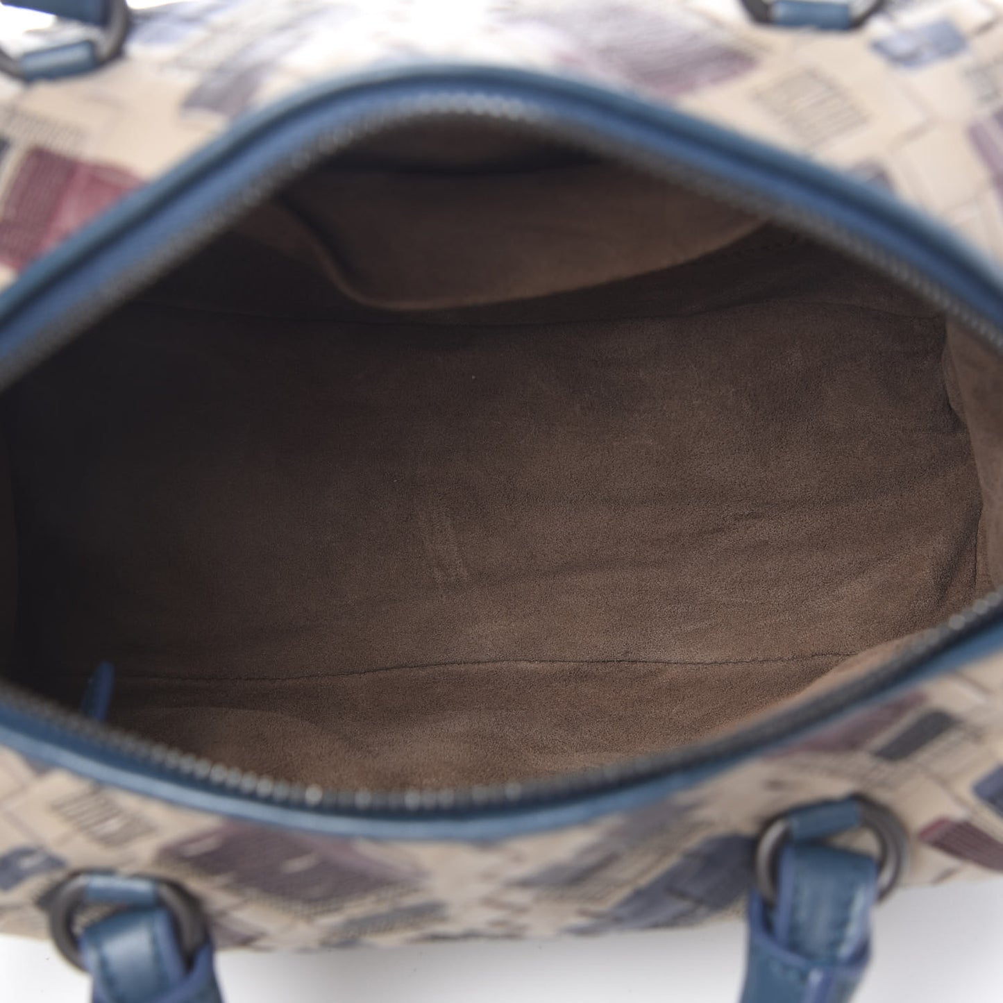 Nappa Intrecciato Stitched Mini Boston Beige Blue Multicolor