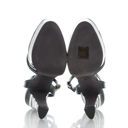 Valentino Garavani Patent Chevron Shiny Fever Ankle Strap 85/115mm Platform Sandals 36 Light Ivory Black 5 of 8