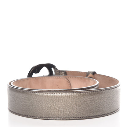 Gucci Metallic Calfskin Interlocking G 40mm Belt 85 34 Pewter 3 of 8