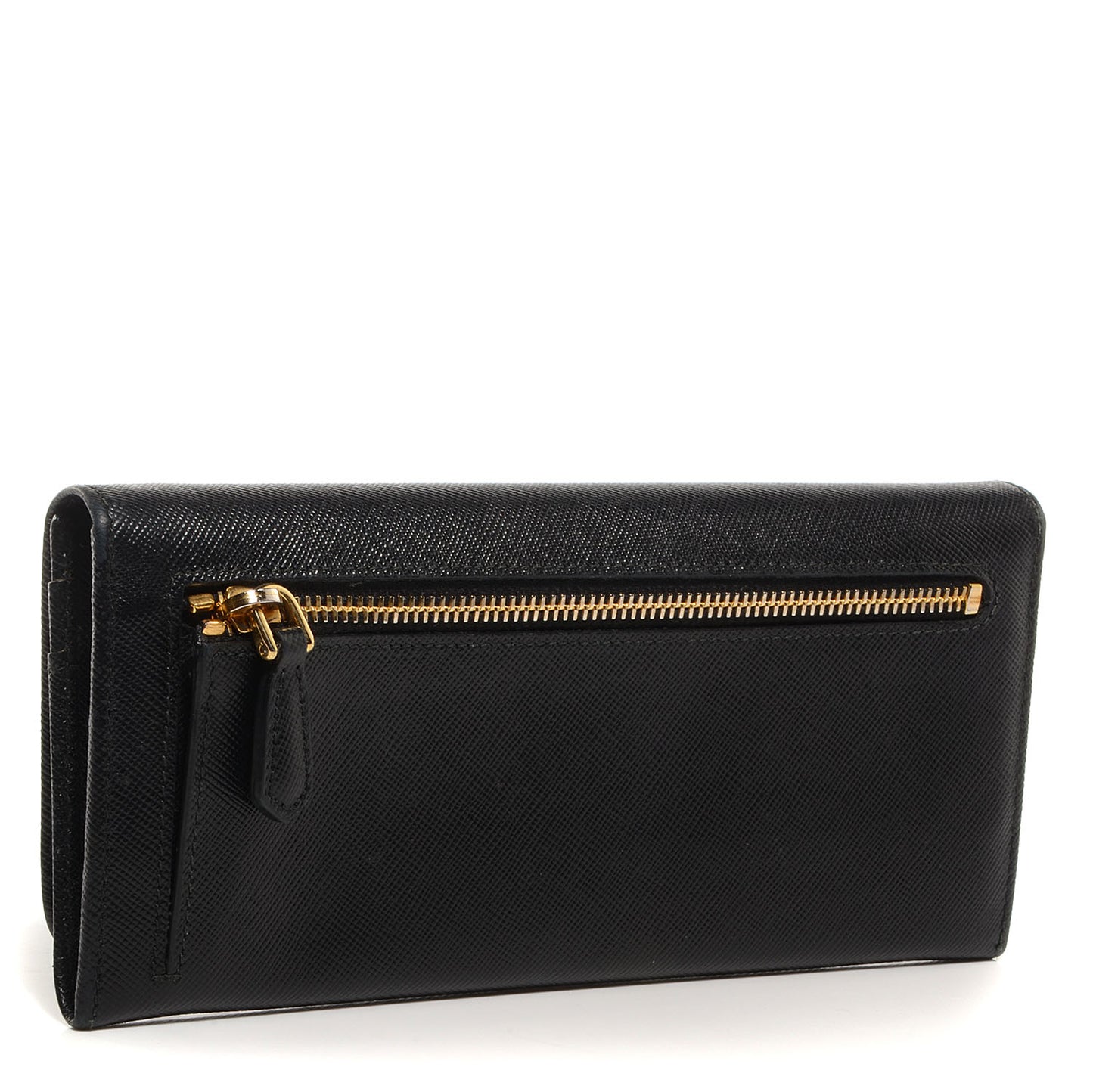Saffiano Metal Continental Flap Wallet Nero Black