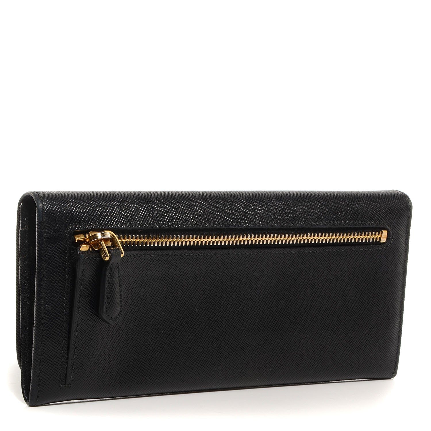 Prada Saffiano Metal Continental Flap Wallet Nero Black 3 of 8