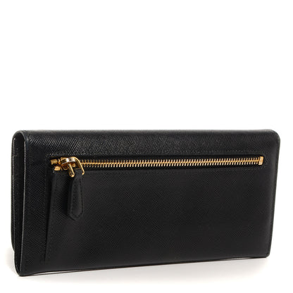 Prada Saffiano Metal Continental Flap Wallet Nero Black 3 of 8