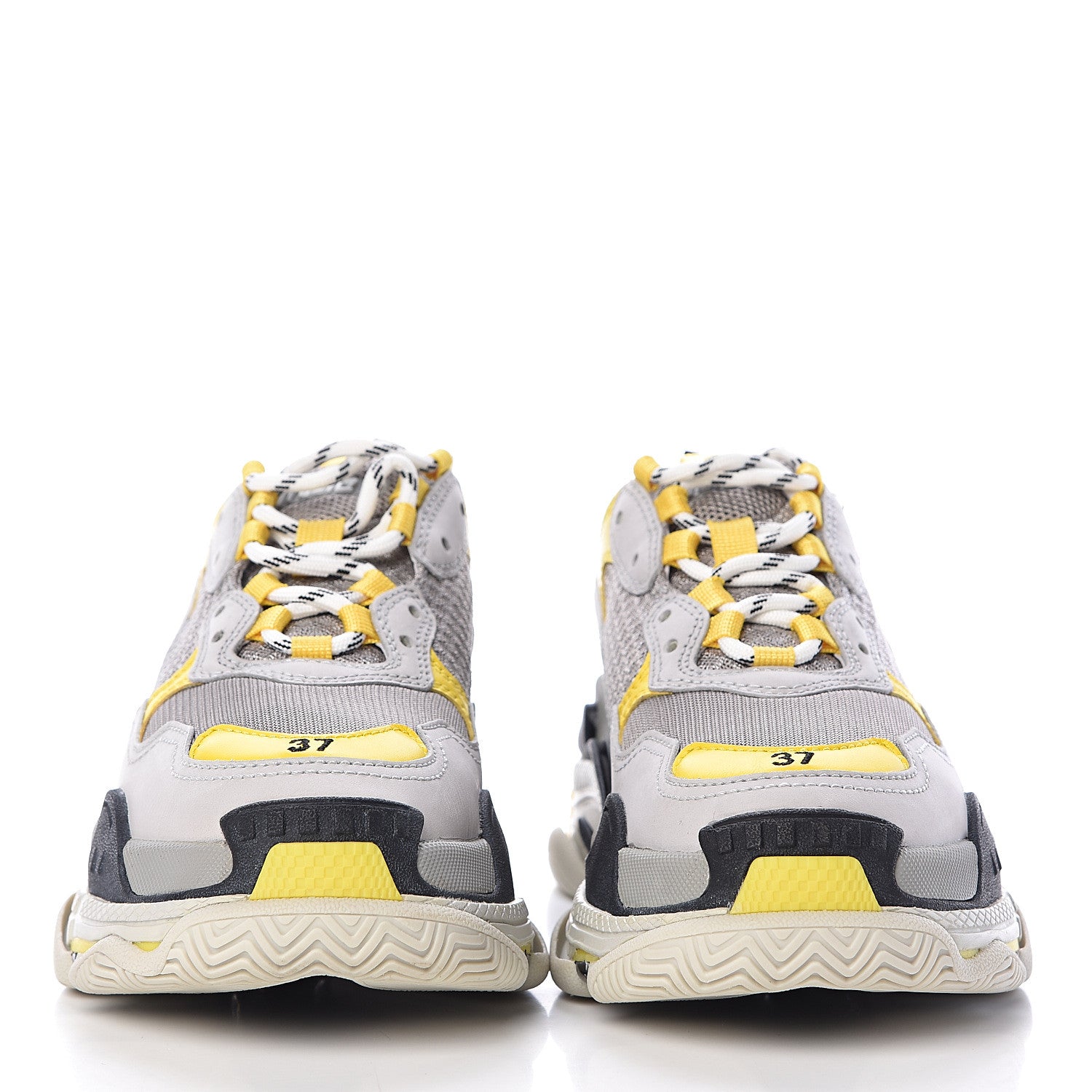 Balenciaga Fabric Mesh Womens Triple S Sneakers 37 Yellow Grey White 2 of 7