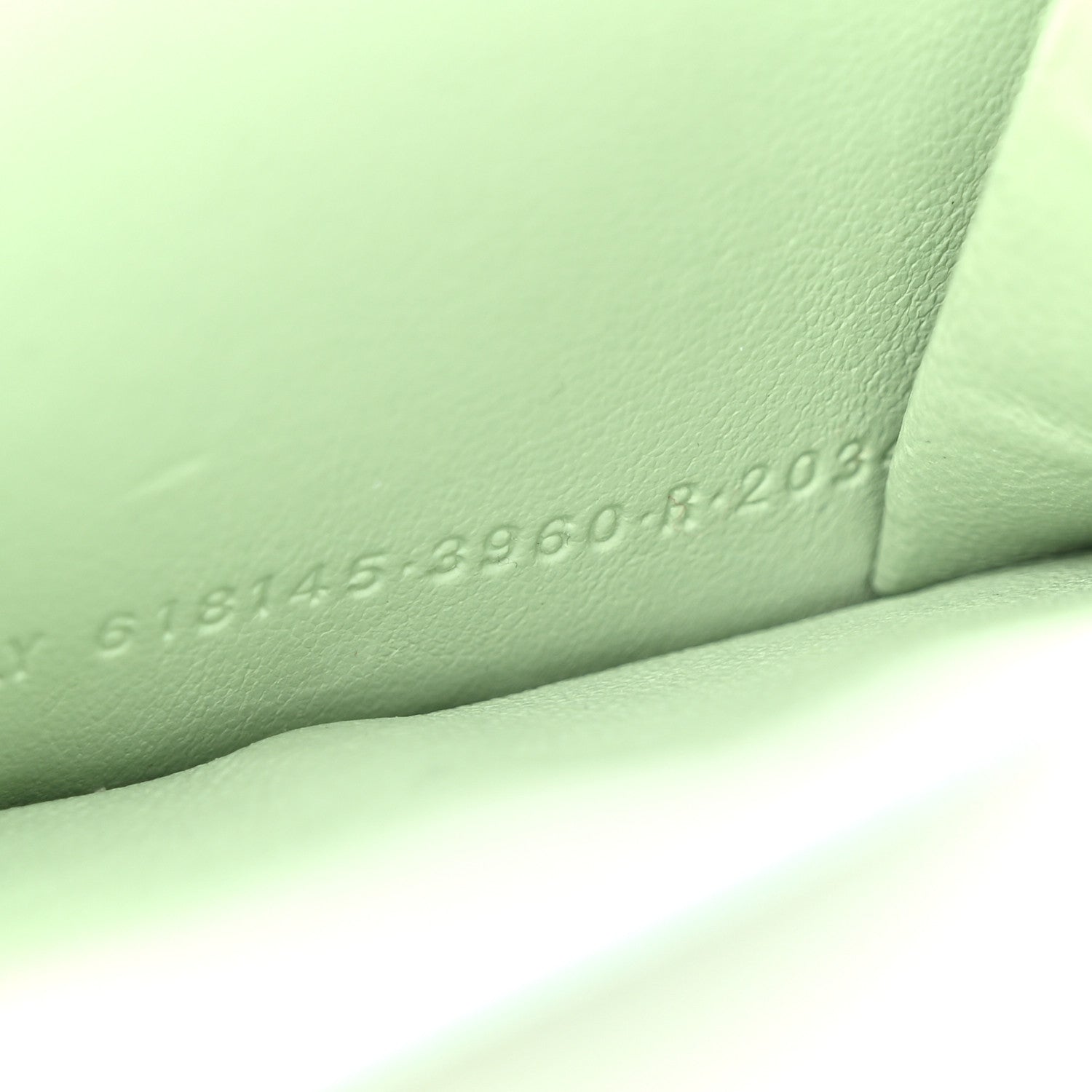 Balenciaga Shiny Calfskin Logo Crocodile Embossed Logo Mini Cash Wallet On Chain Light Green Black 9 of 14