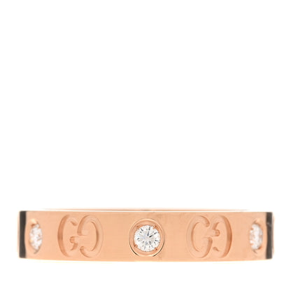 Gucci 18K Rose Gold Diamond Icon Band Ring 56 7.5 3 of 6