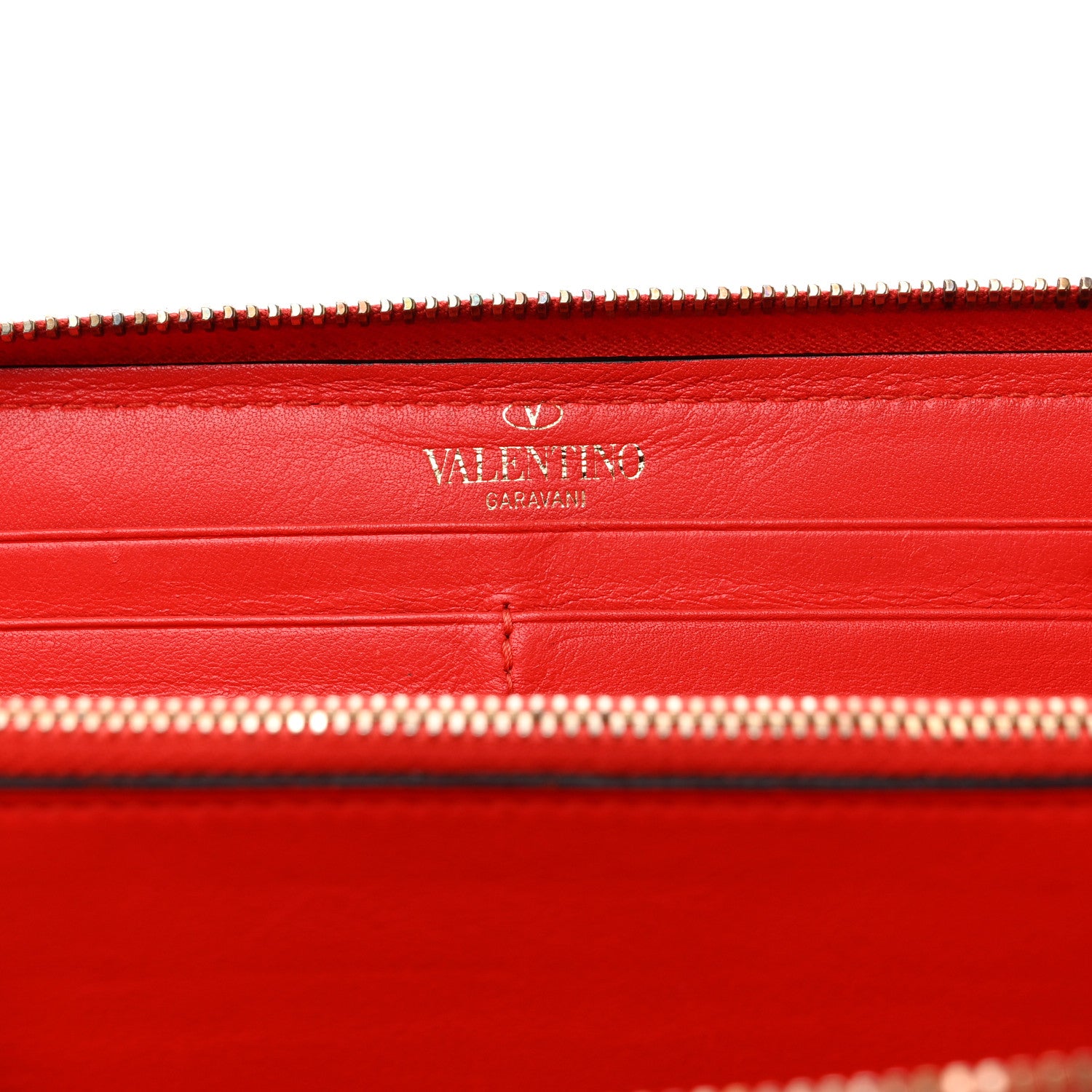 Valentino Garavani Nappa Rockstud Zip Around Wallet Deep Orange 6 of 9