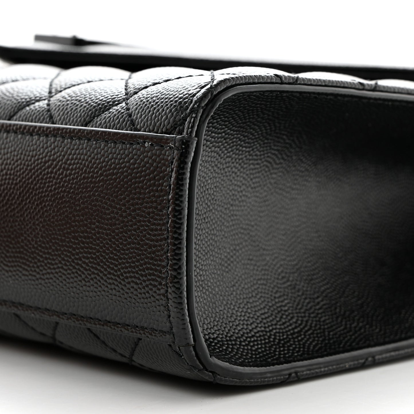Grain De Poudre Textured Mixed Matelasse Large Triquilt Monogram Monochrome Satchel Black